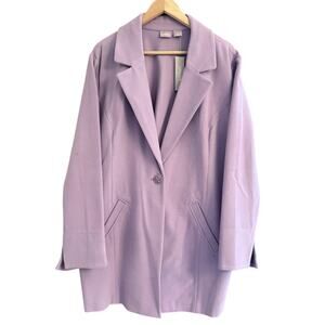 Chico’s Knit Plush Mid-Length Coat Lilac Size 4 (XL 16/18) Pockets Soft Warm